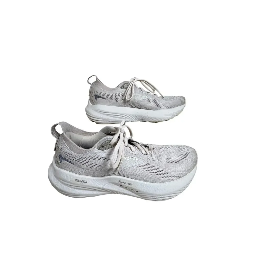 Brooks Women Glycerin 22 Running Cushioning Athletic Shoes Off White Sz 8.5